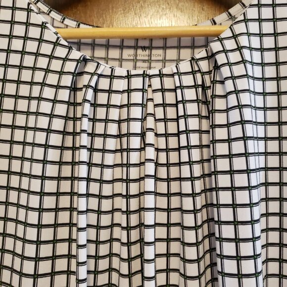 Worthington Square Print Pleated Sleeveless Blouse - Picture 2 of 6